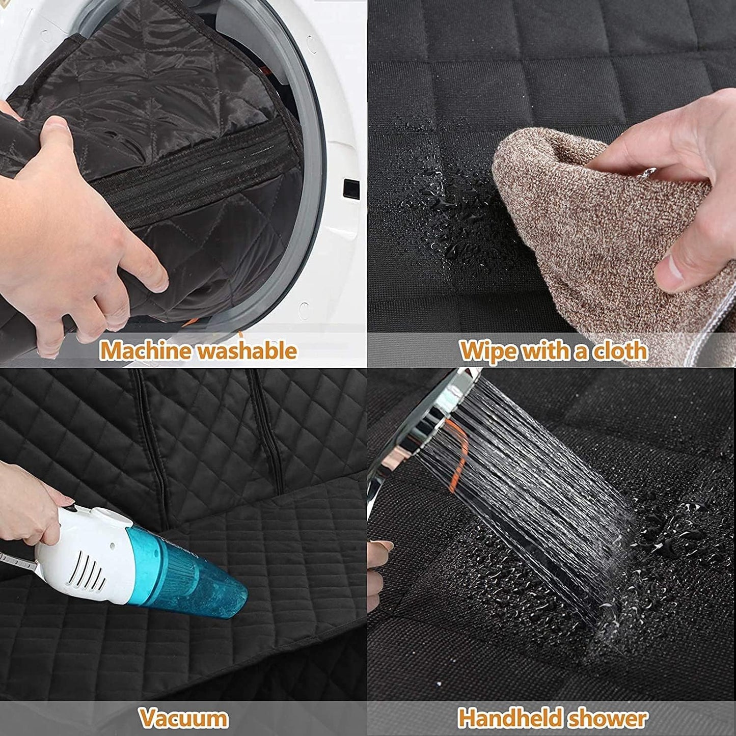 Dog Car Seat Covers for Back Seat Waterproof Bench Seat Cover Protector Nonslip Durable Soft Pet Dog Back Seat Cover for Car, Truck, & SUV (Black)