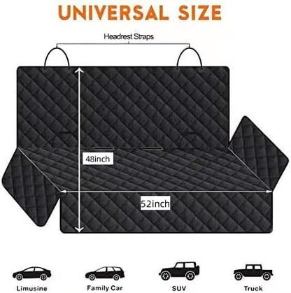 Dog Car Seat Covers for Back Seat Waterproof Bench Seat Cover Protector Nonslip Durable Soft Pet Dog Back Seat Cover for Car, Truck, & SUV (Black)