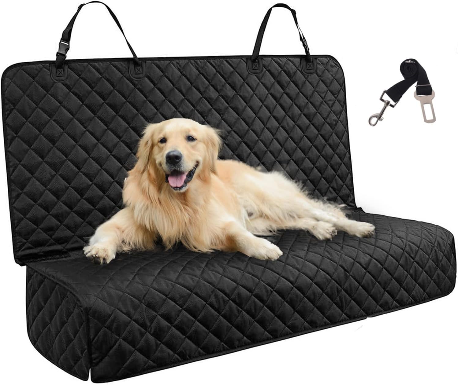 Dog Car Seat Covers for Back Seat Waterproof Bench Seat Cover Protector Nonslip Durable Soft Pet Dog Back Seat Cover for Car, Truck, & SUV (Black)