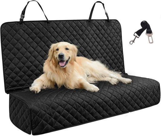Dog Car Seat Covers for Back Seat Waterproof Bench Seat Cover Protector Nonslip Durable Soft Pet Dog Back Seat Cover for Car, Truck, & SUV (Black)