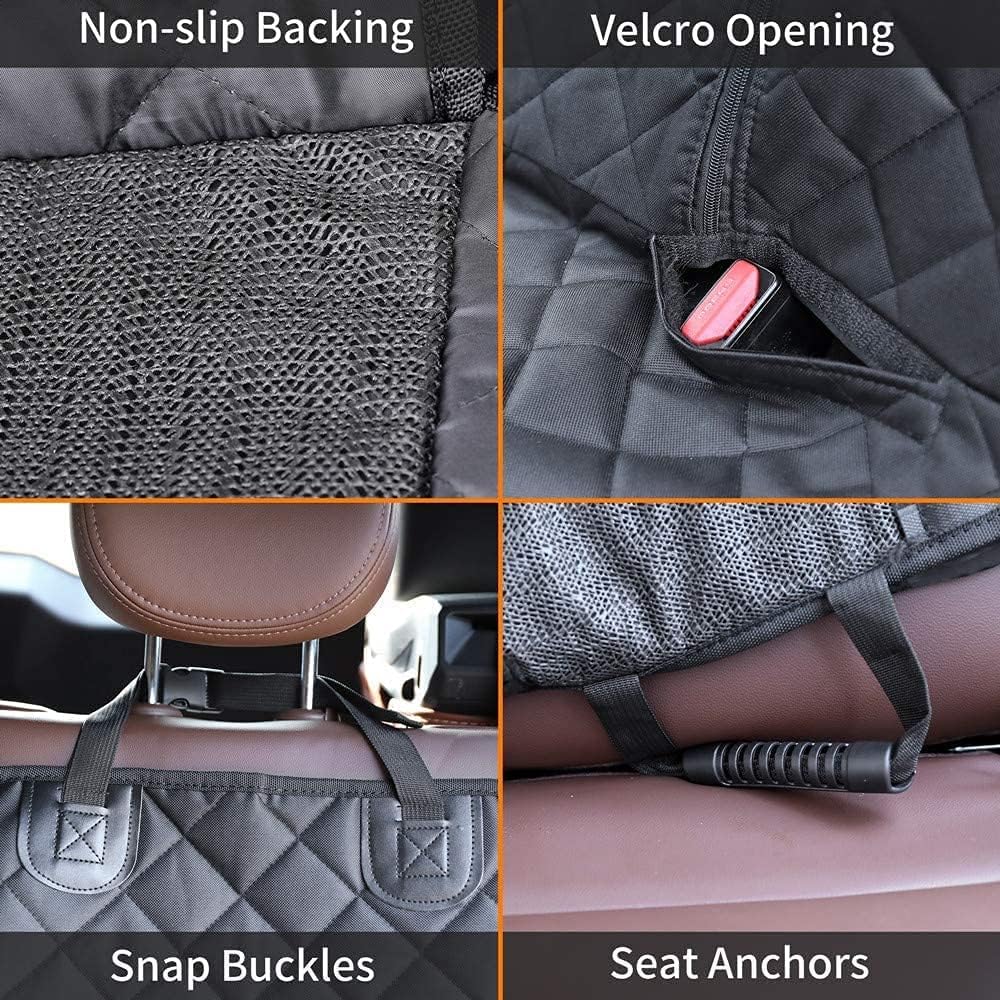 Dog Car Seat Covers for Back Seat Waterproof Bench Seat Cover Protector Nonslip Durable Soft Pet Dog Back Seat Cover for Car, Truck, & SUV (Black)